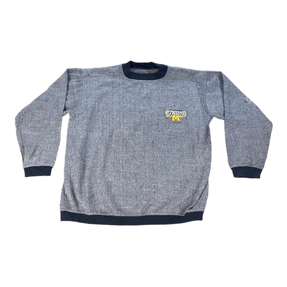 Logo Athletics Sweatshirt‎ Men's L Gray Michigan Wolverines Vintage Made in USA - Picture 1 of 9
